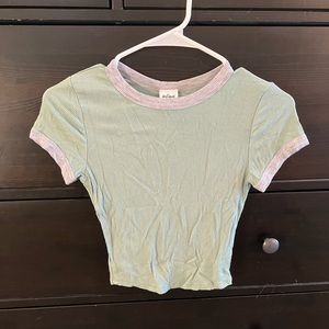 Tilly’s Destined Sage Ribbed Cropped T-Shirt XS